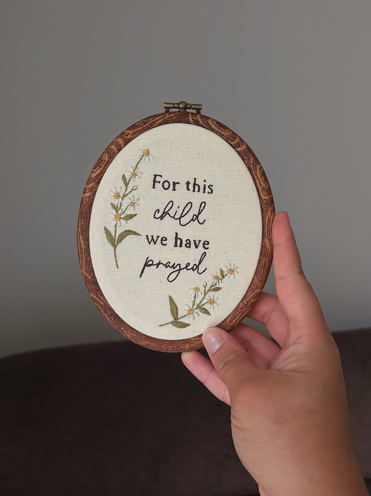 For This Child I Have Prayed | Hand Embroidered Pregnancy Keepsake