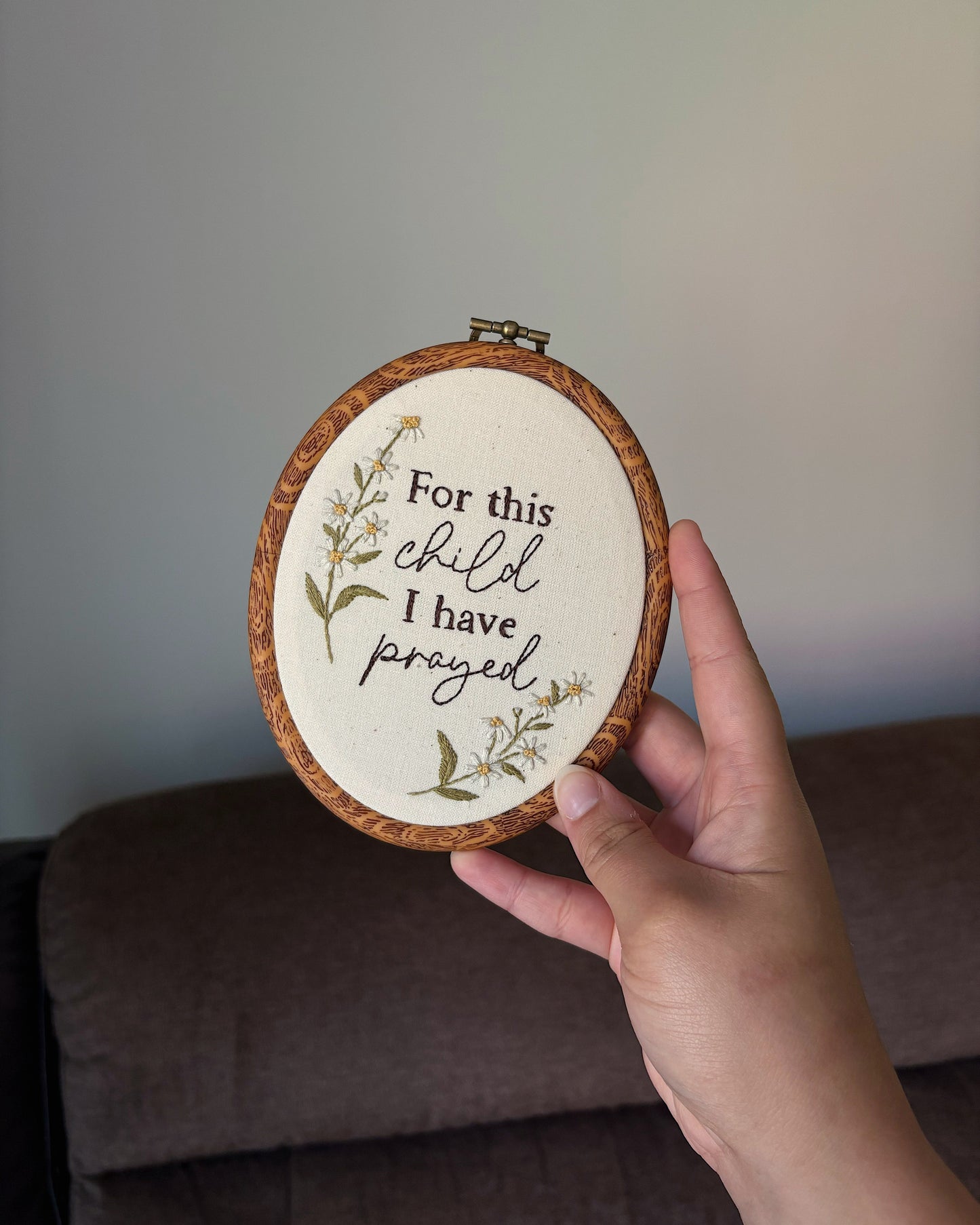 For This Child I Have Prayed | Hand Embroidered Pregnancy Keepsake