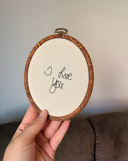 Hand-Embroidered Handwriting Keepsake — Made to Order