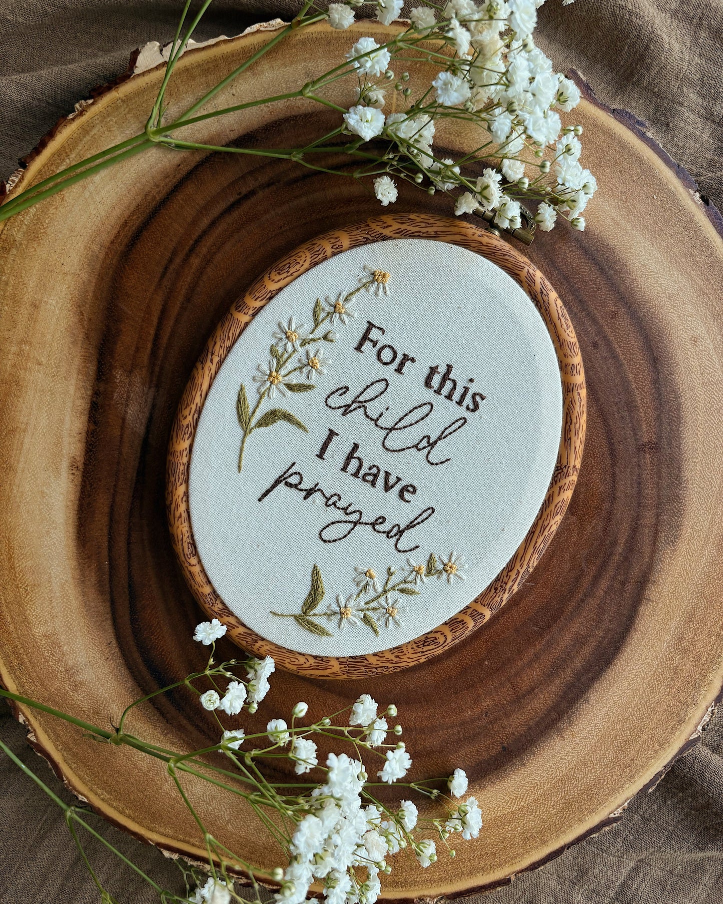 For This Child I Have Prayed | Hand Embroidered Pregnancy Keepsake
